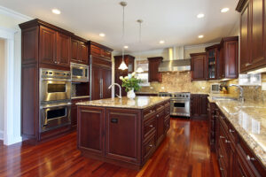 Kitchen With Cherry Wood Cabinetry