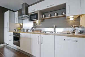 fully fitted modern kitchen with decorative elements